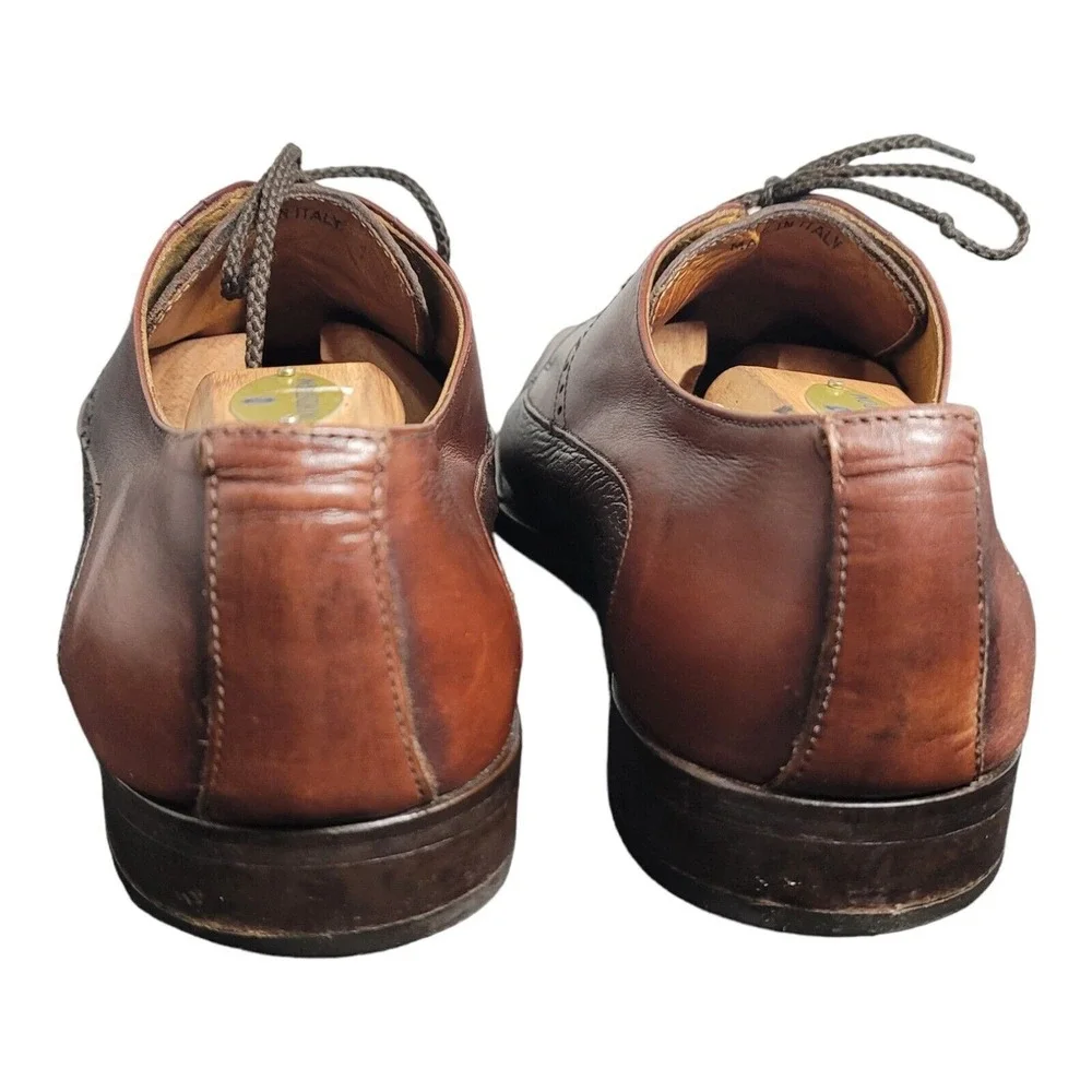 Mercanti Fiorentini Men's Cap Toe Brown Leather Oxford Dress Shoes Sz 10 M ITALY